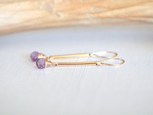 Amethyst Bar Earrings