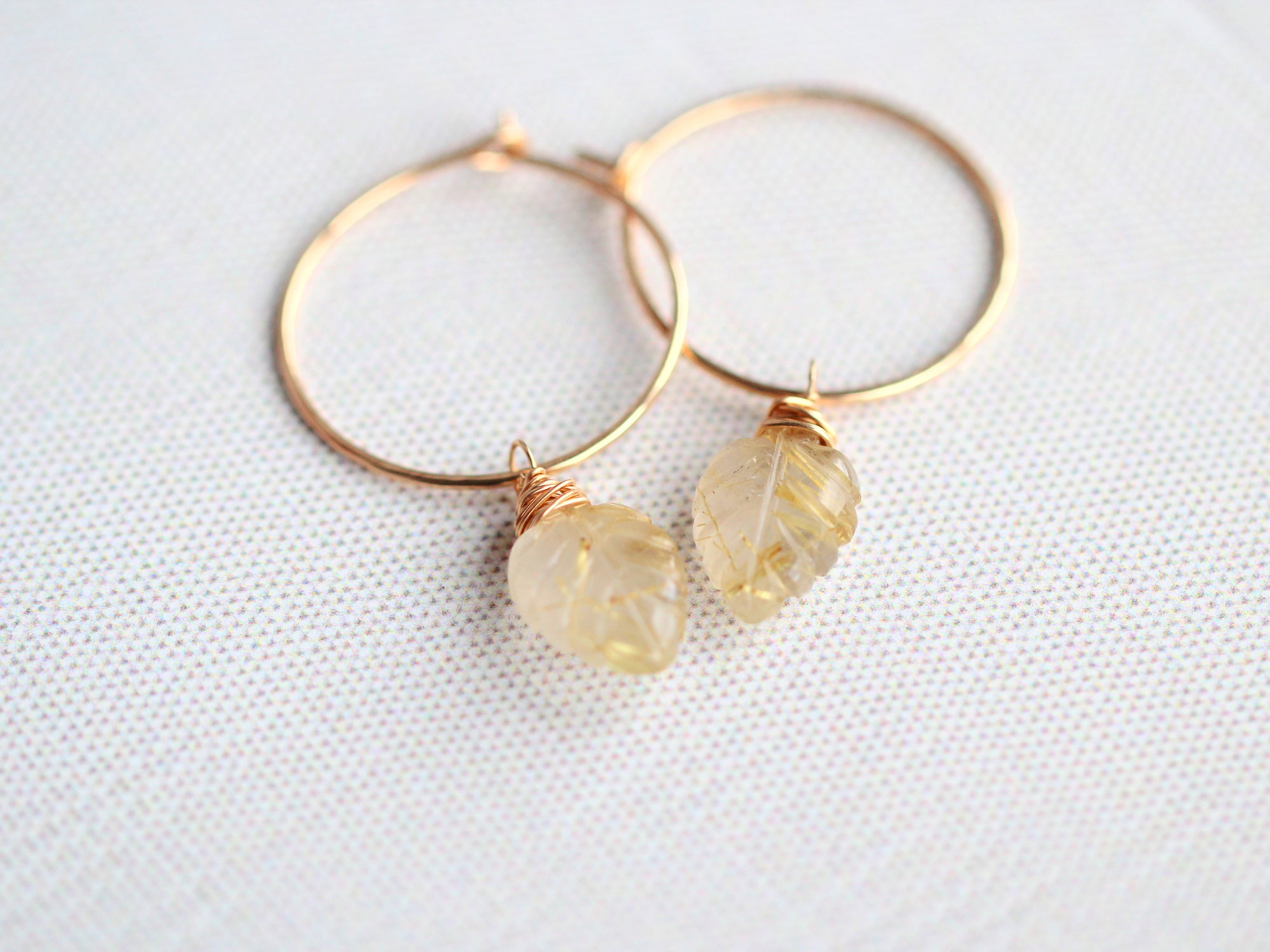 Palm Hoops - Rutilated Quartz