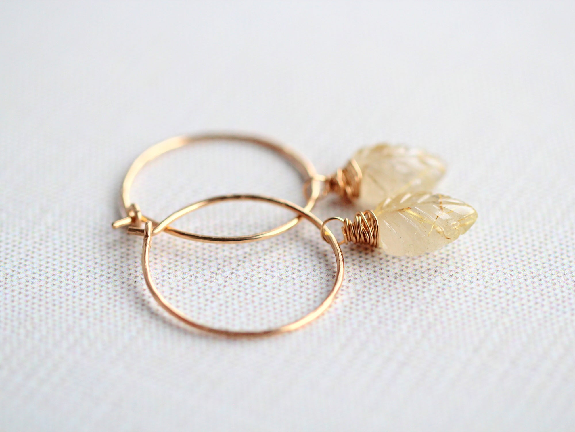 Palm Hoops - Rutilated Quartz