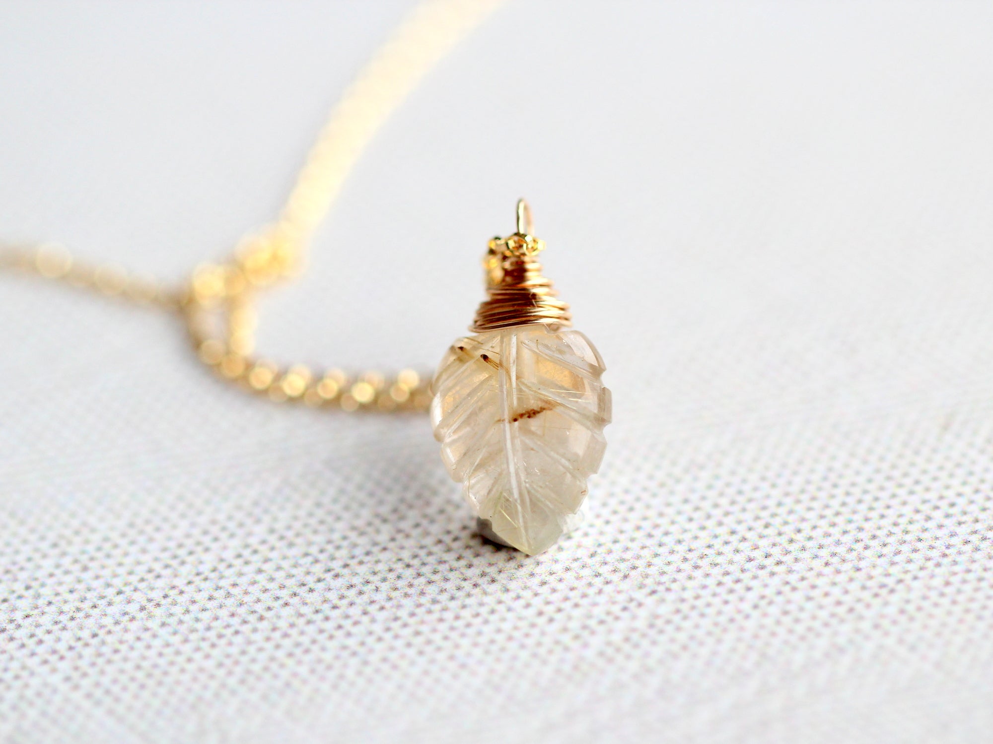 Palm Necklace - Rutilated Quartz