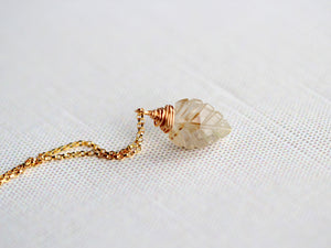 Palm Necklace - Rutilated Quartz