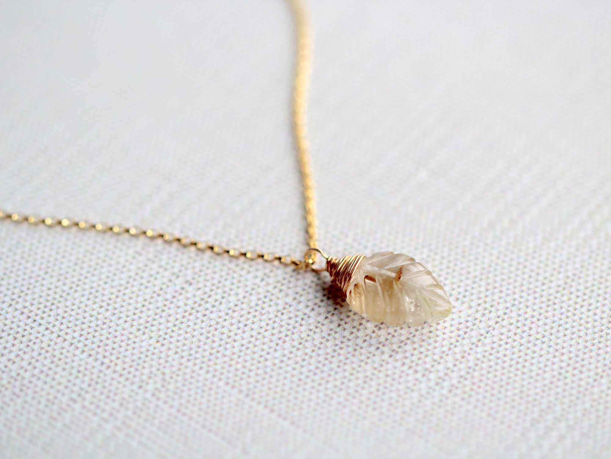 Palm Necklace - Rutilated Quartz